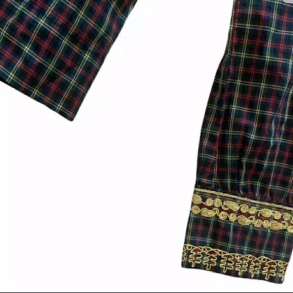 NWT JCREW $88 Embroidered peasant top in plaid - Picture 6 of 10